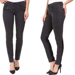 NWT BLANK NYC Skinny Classique Black faux leather Embellished Jeans 29 NEW